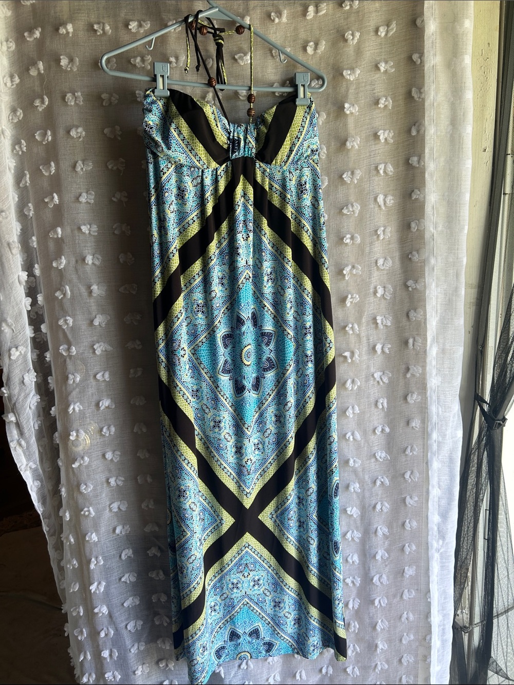 Enfocus Studio Blue and Black Patterned Maxi Dress